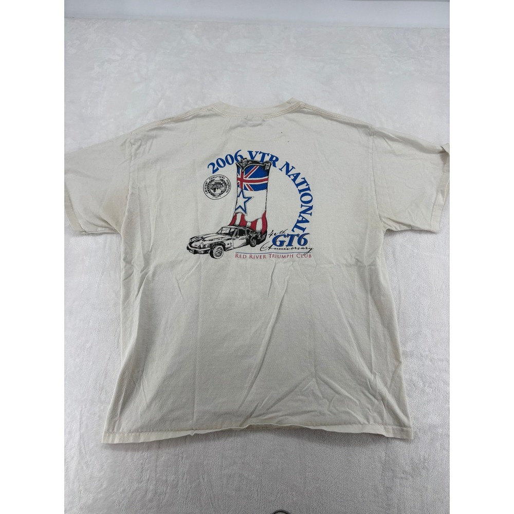 Hanes Beefy-T Shirt Mens XL Tee Cream 2006 VTR National Triumph GT6 Car Graphic